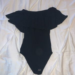 Off the shoulder black bodysuit
